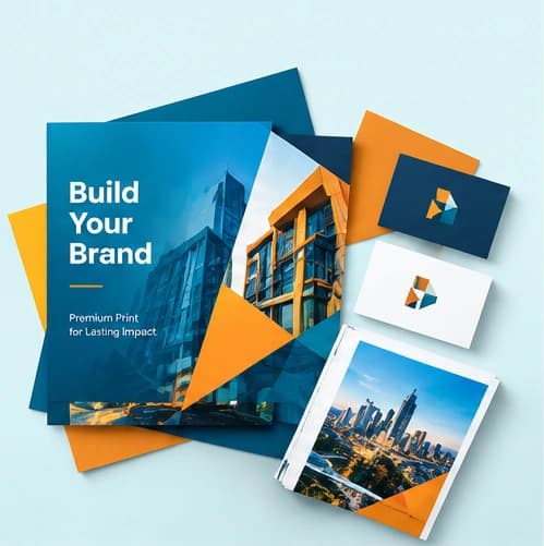 Branded brochures, business cards and printed marketing materials